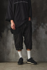 Hamcus Mesh-Panel Cargo Drop-Crotch Shorts/Cropped Pants-Black