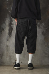 Hamcus Mesh-Panel Cargo Drop-Crotch Shorts/Cropped Pants-Black