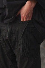 Hamcus Mesh-Panel Cargo Drop-Crotch Shorts/Cropped Pants-Black