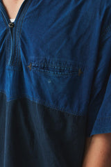 Umii 908 Indigo Two-Tone Pullover Shirt 45R支線 雙色拼接藍染半開襟套頭短袖襯衫