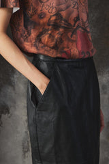 Vintage European Leather Pencil Skirt 古著 皮革鉛筆裙