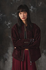 ROCKSTEADY Burgundy Suede Zip-Up Jacket 上海獨立設計師品牌 酒紅色麂皮拉鍊夾克