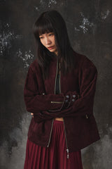 ROCKSTEADY Burgundy Suede Zip-Up Jacket 上海獨立設計師品牌 酒紅色麂皮拉鍊夾克