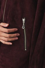 ROCKSTEADY Burgundy Suede Zip-Up Jacket 上海獨立設計師品牌 酒紅色麂皮拉鍊夾克
