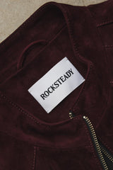 ROCKSTEADY Burgundy Suede Zip-Up Jacket 上海獨立設計師品牌 酒紅色麂皮拉鍊夾克