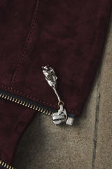 ROCKSTEADY Burgundy Suede Zip-Up Jacket 上海獨立設計師品牌 酒紅色麂皮拉鍊夾克