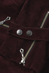 ROCKSTEADY Burgundy Suede Zip-Up Jacket 上海獨立設計師品牌 酒紅色麂皮拉鍊夾克