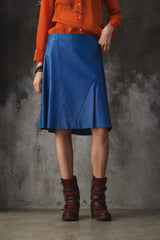 emanuel ungaro PARIS CALFLEATHER EUROPE Midi Skirt 寶藍色小牛皮革裙