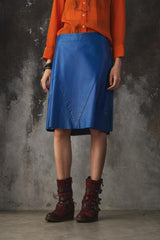 emanuel ungaro PARIS CALFLEATHER EUROPE Midi Skirt 寶藍色小牛皮革裙