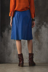 emanuel ungaro PARIS CALFLEATHER EUROPE Midi Skirt 寶藍色小牛皮革裙