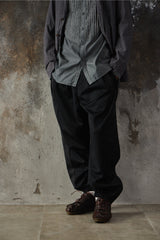 Feng Chen Wang Black Double Waistband Trousers 中國設計師品牌 毛混紡打褶束腳西裝褲