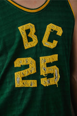 Vintage Green Varsity Basketball Jersey Tank Top 美式復古綠黃貼布繡運動背心