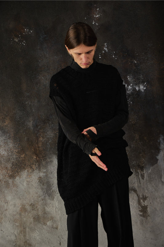 Yohji Yamamoto Pour Homme Mesh Knit Vest 山本耀司主線 不對稱落肩網眼針織背心