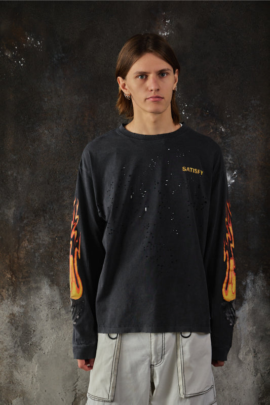 SATISFY® MothTech™ Long Tee 法國機能品牌 火焰印花長袖上衣