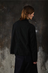 BUKHT Black Zip Blouson Jacket 日本工藝品牌 黑色綿質極簡襯衫領拉鍊外套
