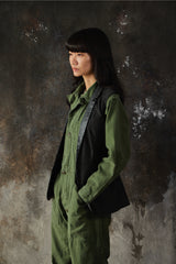DKNY JEANS Black Sleeveless Blazer Vest 異材質拼接拉鍊西裝背心