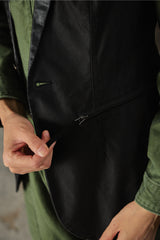 DKNY JEANS Black Sleeveless Blazer Vest 異材質拼接拉鍊西裝背心