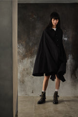Yohji Yamamoto FEMME Asymmetric Cloak Manto Docking Long Shirt 山本耀司女裝主線 不對稱斗篷披風解構長版襯衫