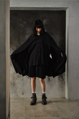 Yohji Yamamoto FEMME Asymmetric Cloak Manto Docking Long Shirt 山本耀司女裝主線 不對稱斗篷披風解構長版襯衫