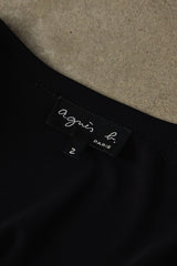 Agnes b. Black Crepe Snap Cardigan Dress Long Jacket黑色排扣開襟長版洋裝