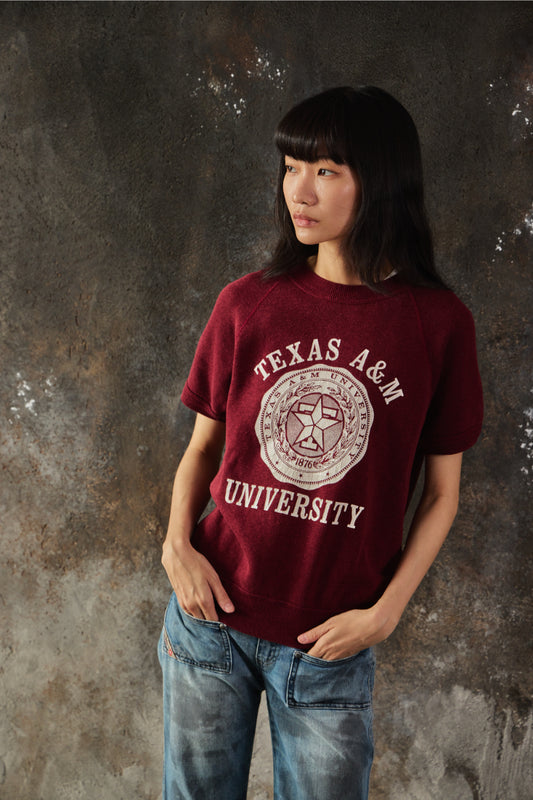 Vintage 80s Soffe Texas A&M Short Sleeve Sweatshirt USA Made 古著德州農工大學 短袖衛衣 美製