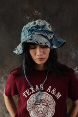 BORO Distressed Denim Bucket Hat 日系復古拼接丹寧漁夫帽