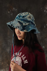 BORO Distressed Denim Bucket Hat 日系復古拼接丹寧漁夫帽