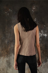 AllSaints Kadian Leather Gilet Asymmetric Vest白色經典不對稱解構風羊皮背心