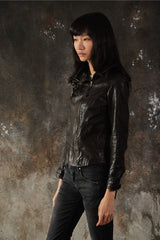 AllSaints Belvedere Leather Biker Jacket - Black 復古修身立領羊皮騎士皮衣外套