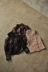 ALLSAINTS AW08 ZOPHIA Vintage Brown Leather Mini Mac Convertible Jacket 復古仿舊深棕兩用式皮革風衣夾克