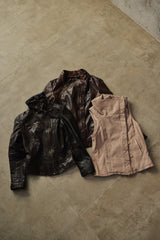 AllSaints Kadian Leather Gilet Asymmetric Vest白色經典不對稱解構風羊皮背心