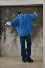 Glass Cypress Blue Nightsky Silk Shirt 美國奢華品牌 藍色滿版星星手刺繡真絲開領襯衫