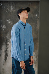KAPTAIN SUNSHINE Semi Spread Collar Shirt 日本設計師品牌 藍白條紋絹棉混紡寬鬆長袖襯衫