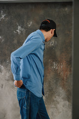 KAPTAIN SUNSHINE Semi Spread Collar Shirt 日本設計師品牌 藍白條紋絹棉混紡寬鬆長袖襯衫
