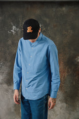 KAPTAIN SUNSHINE Semi Spread Collar Shirt 日本設計師品牌 藍白條紋絹棉混紡寬鬆長袖襯衫