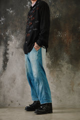 Porter Classic Hickory Denim Kendo Pants 藍染條紋拼接牛仔寬褲