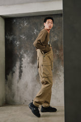 Nigel Cabourn LYBRO Men's Workbench Dungaree Overalls olive 英國工裝品牌 多口袋復古工裝連身吊帶褲