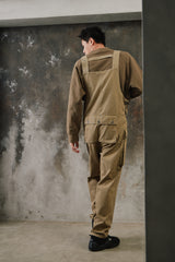 Nigel Cabourn LYBRO Men's Workbench Dungaree Overalls olive 英國工裝品牌 多口袋復古工裝連身吊帶褲