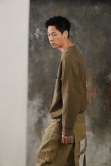 Gosha Rubchinskiy 18AW Velcro Detail Sweatshirt Olive 俄羅斯設計師品牌 魔鬼氈棉質落肩軍綠衛衣
