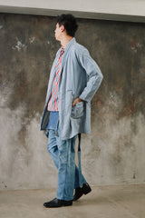 Blue White Stripe Loose Long Jacket 藍白細條紋寬鬆大衣