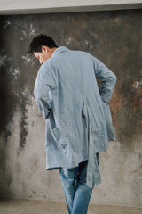 Blue White Stripe Loose Long Jacket 藍白細條紋寬鬆大衣