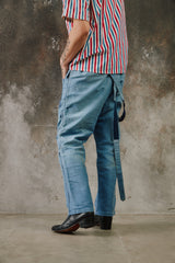 1950~60’s “Beau-Fort” French Indigo Moleskin Dungarees Overalls 古著法國工裝藍染鼴鼠皮吊帶褲 Boro縫補