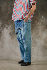 1950~60’s “Beau-Fort” French Indigo Moleskin Dungarees Overalls 古著法國工裝藍染鼴鼠皮吊帶褲 Boro縫補