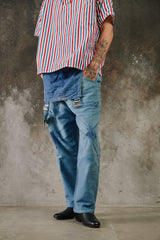 1950~60’s “Beau-Fort” French Indigo Moleskin Dungarees Overalls 古著法國工裝藍染鼴鼠皮吊帶褲 Boro縫補