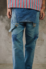 1950~60’s “Beau-Fort” French Indigo Moleskin Dungarees Overalls 古著法國工裝藍染鼴鼠皮吊帶褲 Boro縫補