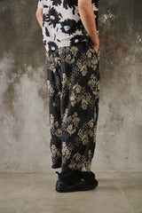 My Beautiful Landlet ORIGINAL FLOWER JACQUARD EASY PANTS 日本設計師品牌 黑色花卉提花寬鬆休閒褲