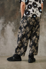 My Beautiful Landlet ORIGINAL FLOWER JACQUARD EASY PANTS 日本設計師品牌 黑色花卉提花寬鬆休閒褲
