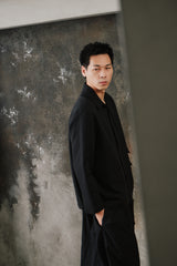 1dyll Loose Blazer Jacket - Black 台灣設計師品牌 黑色襯衫領寬鬆西裝外套