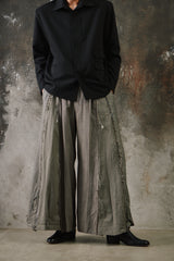NOT CONVENTIONAL ONE OFF Deconstructed Plaid Hakama Pants 日本設計師品牌 解構重製毛邊格紋西裝寬褲