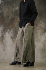 NOT CONVENTIONAL ONE OFF Deconstructed Plaid Hakama Pants 日本設計師品牌 解構重製毛邊格紋西裝寬褲
